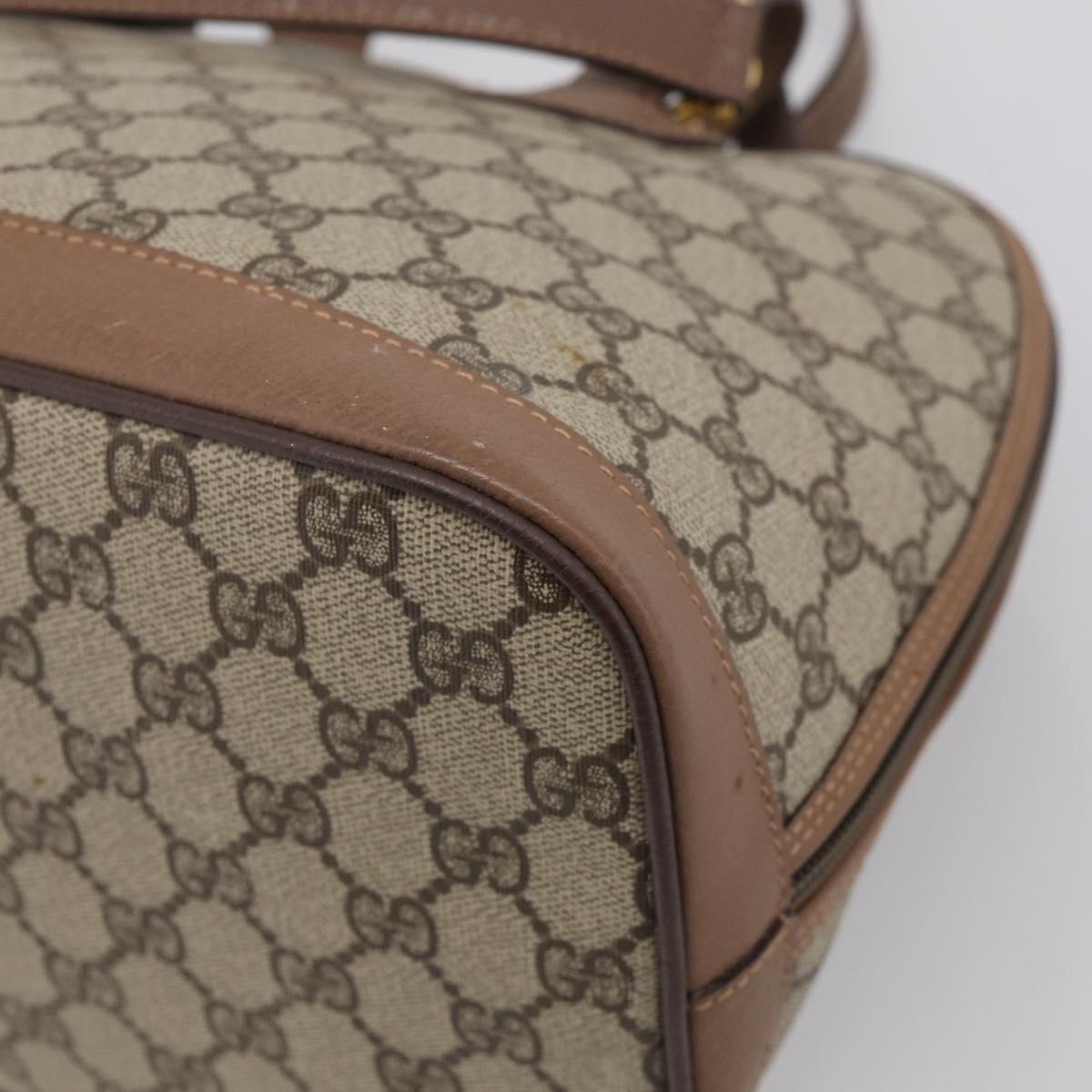GUCCI GG Supreme Hand Bag PVC 2way Beige Gold Auth 212113