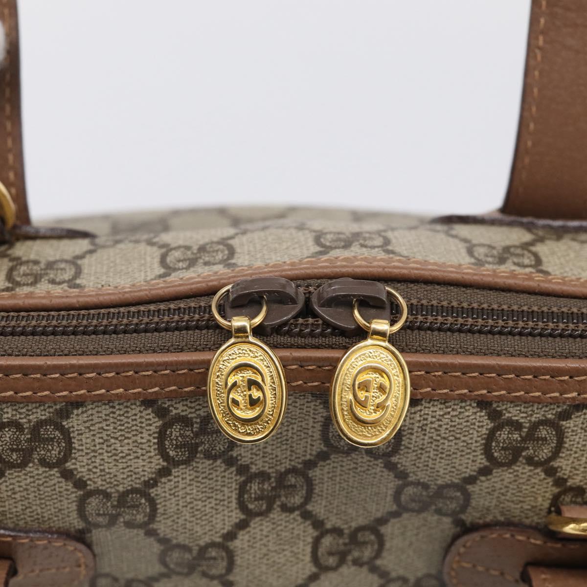 GUCCI GG Supreme Hand Bag PVC 2way Beige Gold Auth 212113