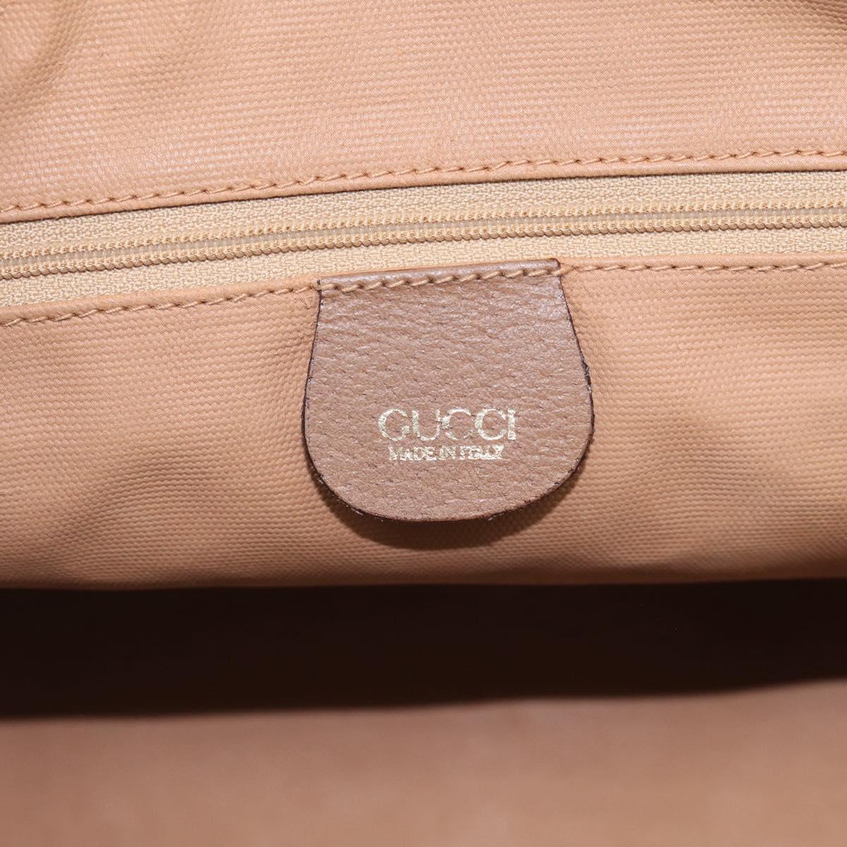 GUCCI GG Supreme Hand Bag PVC 2way Beige Gold Auth 212113