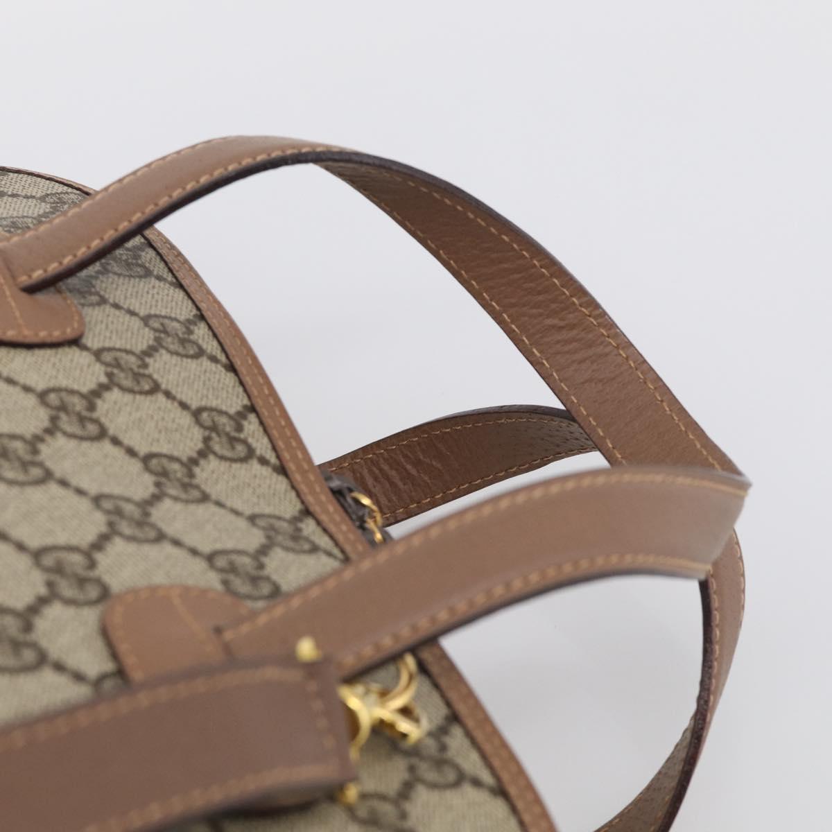 GUCCI GG Supreme Hand Bag PVC 2way Beige Gold Auth 212113