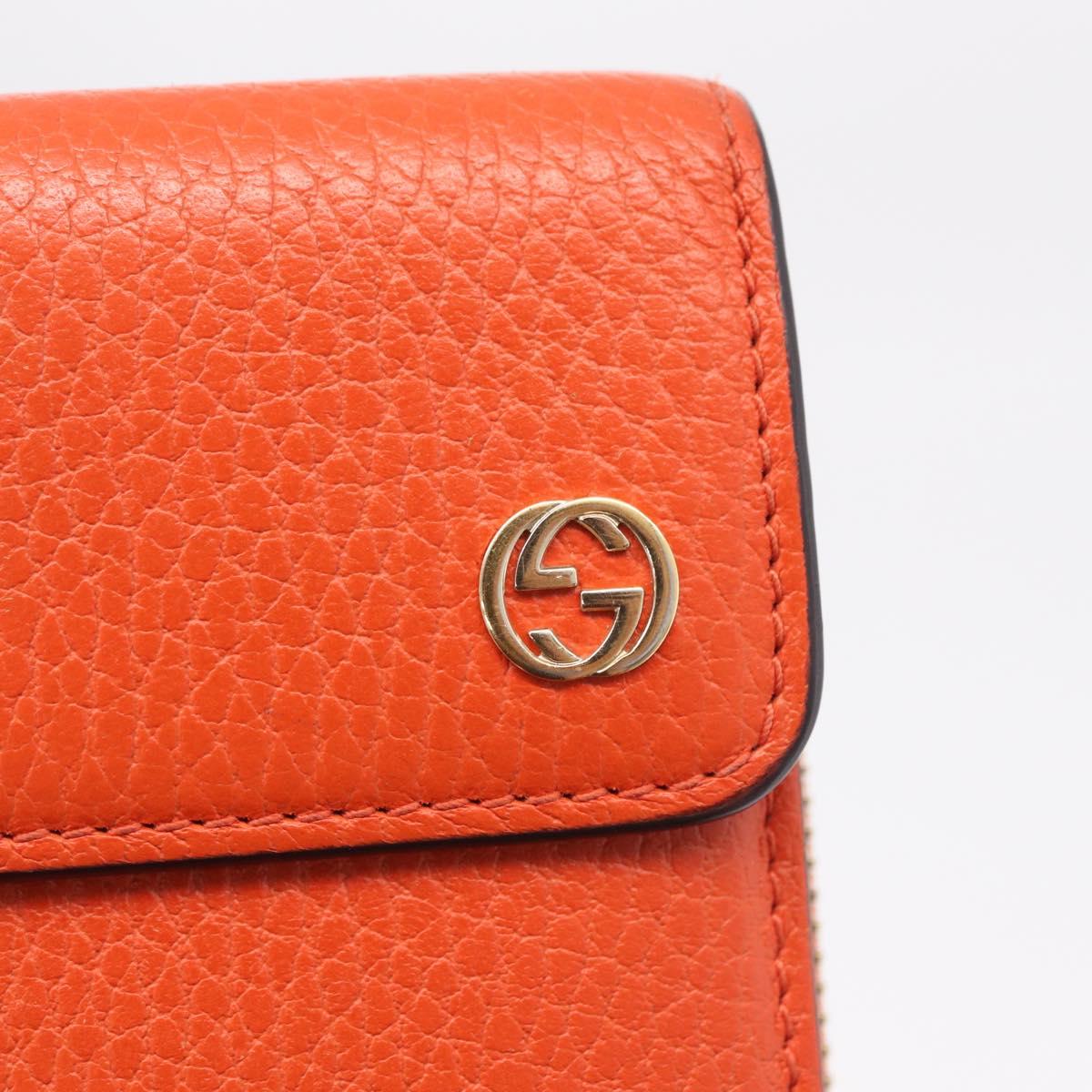 GUCCI Interlocking Long Wallet Leather Outlet Orange Gold 449397 Auth 212115A
