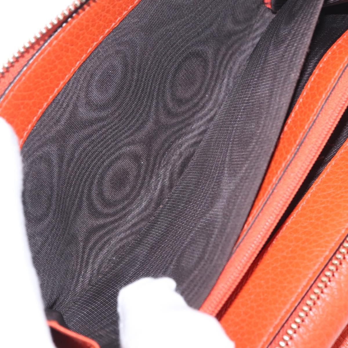 GUCCI Interlocking Long Wallet Leather Outlet Orange Gold 449397 Auth 212115A