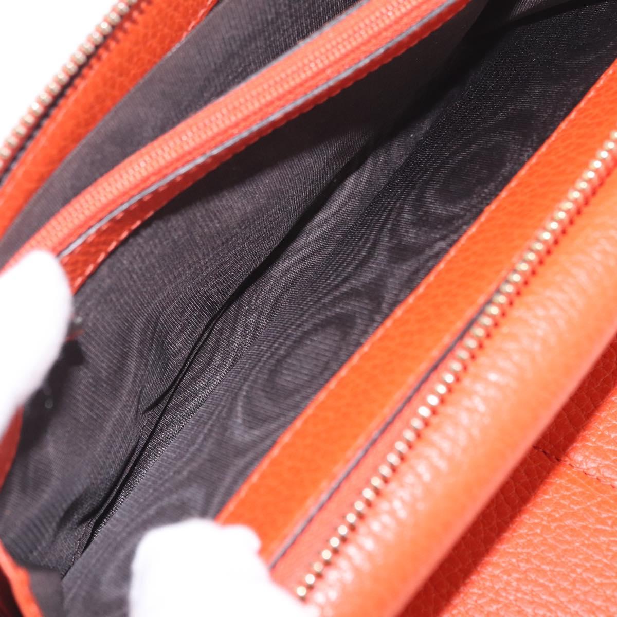 GUCCI Interlocking Long Wallet Leather Outlet Orange Gold 449397 Auth 212115A