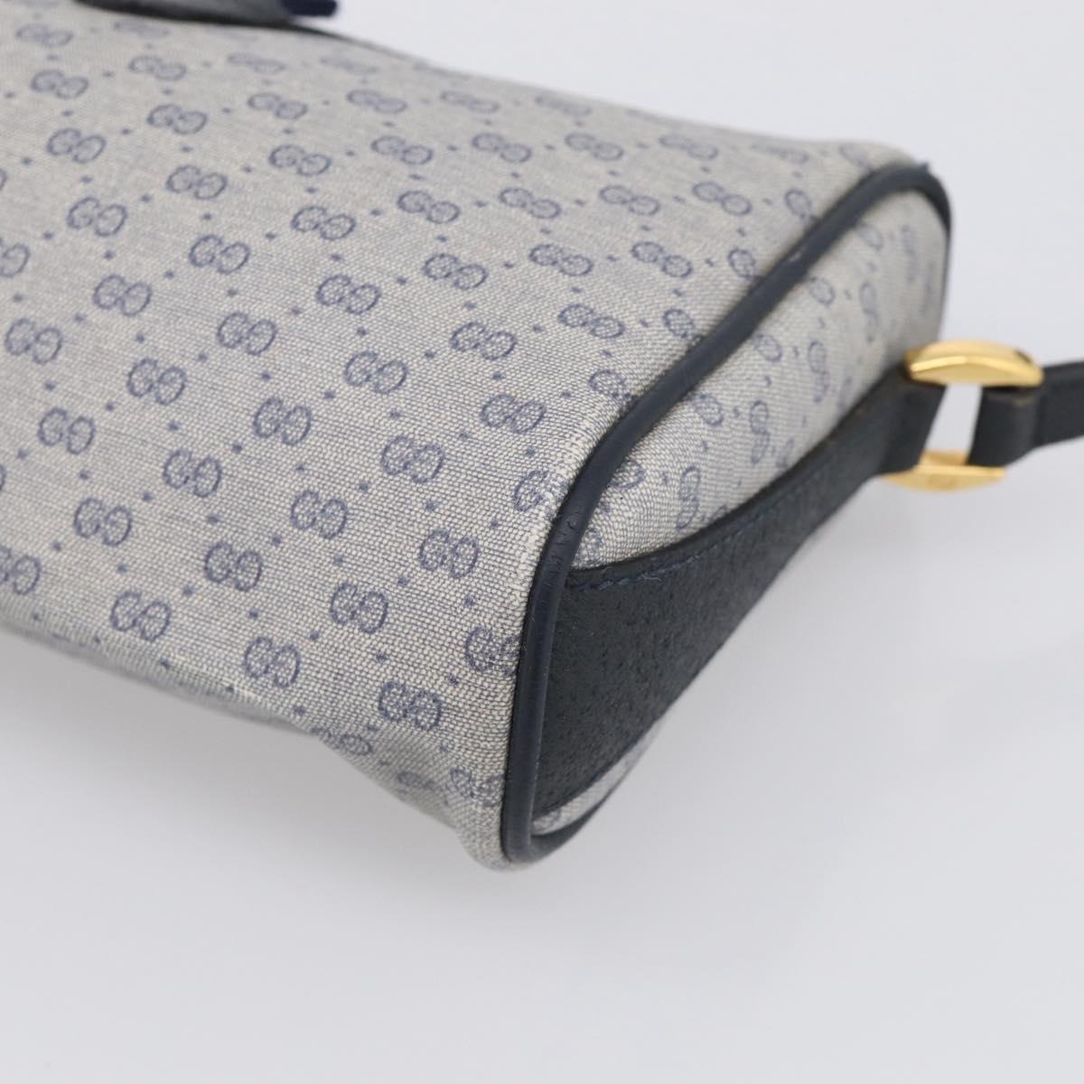 GUCCI Micro GG Supreme Sherry Line Bag PVC Navy Gold 89 02 018 Auth 212116