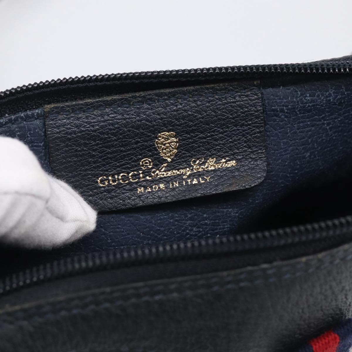 GUCCI Micro GG Supreme Sherry Line Bag PVC Navy Gold 89 02 018 Auth 212116