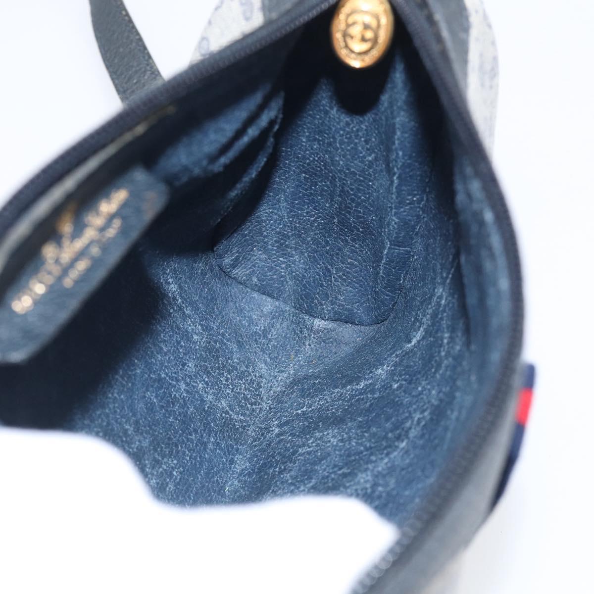 GUCCI Micro GG Supreme Sherry Line Bag PVC Navy Gold 89 02 018 Auth 212116