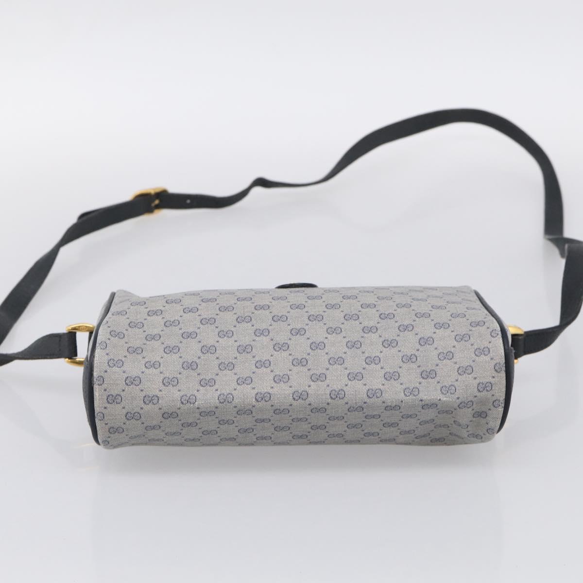 GUCCI Micro GG Supreme Sherry Line Bag PVC Navy Gold 89 02 018 Auth 212116
