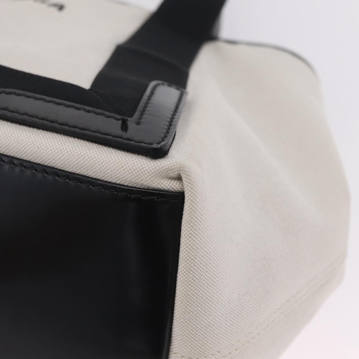 Balenciaga Navy Cabas S Hand Bag Canvas White Silver 581292 Auth 212117A
