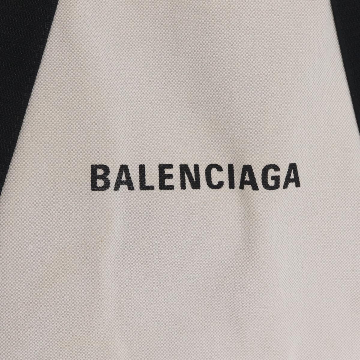 Balenciaga Navy Cabas S Hand Bag Canvas White Silver 581292 Auth 212117A