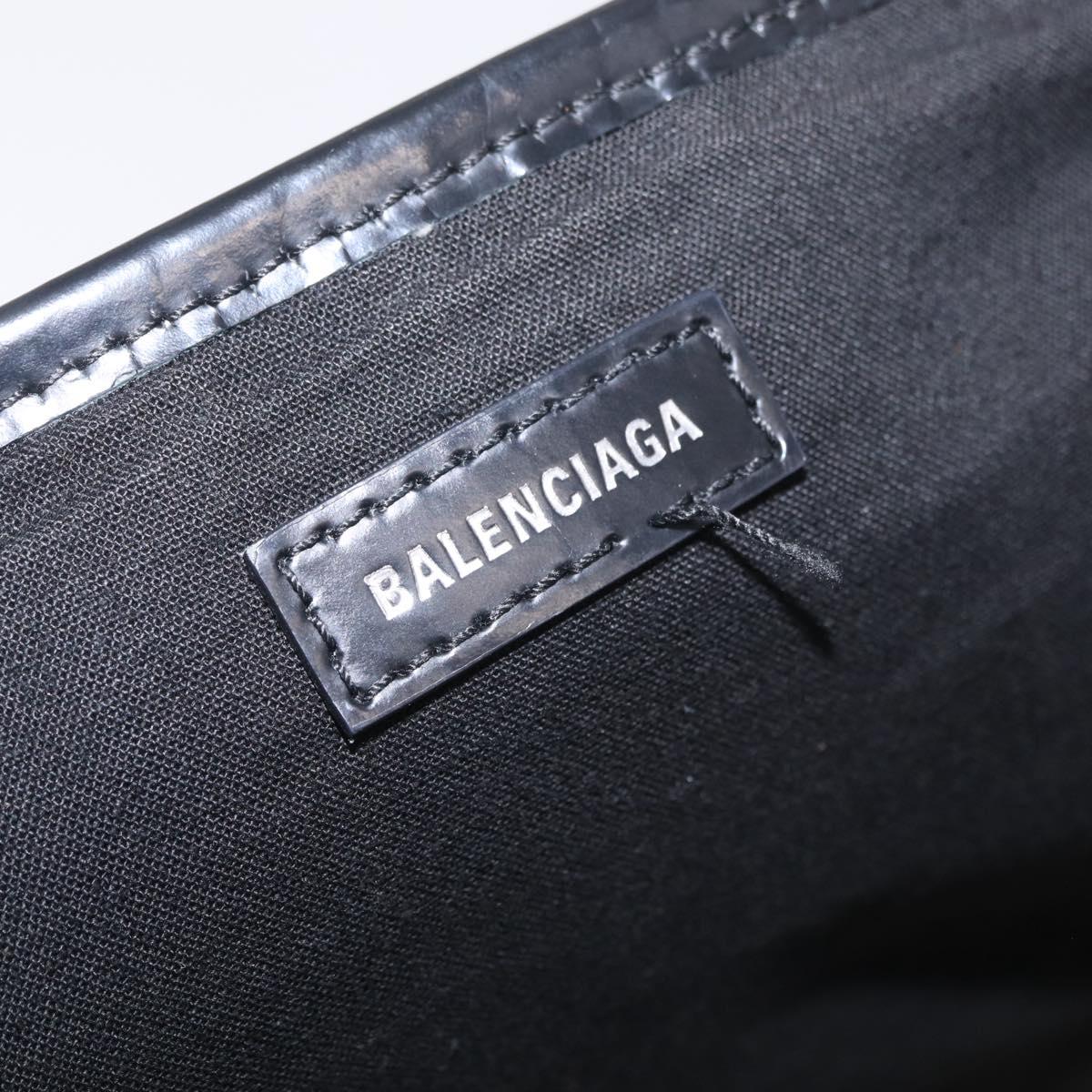 Balenciaga Navy Cabas S Hand Bag Canvas White Silver 581292 Auth 212117A