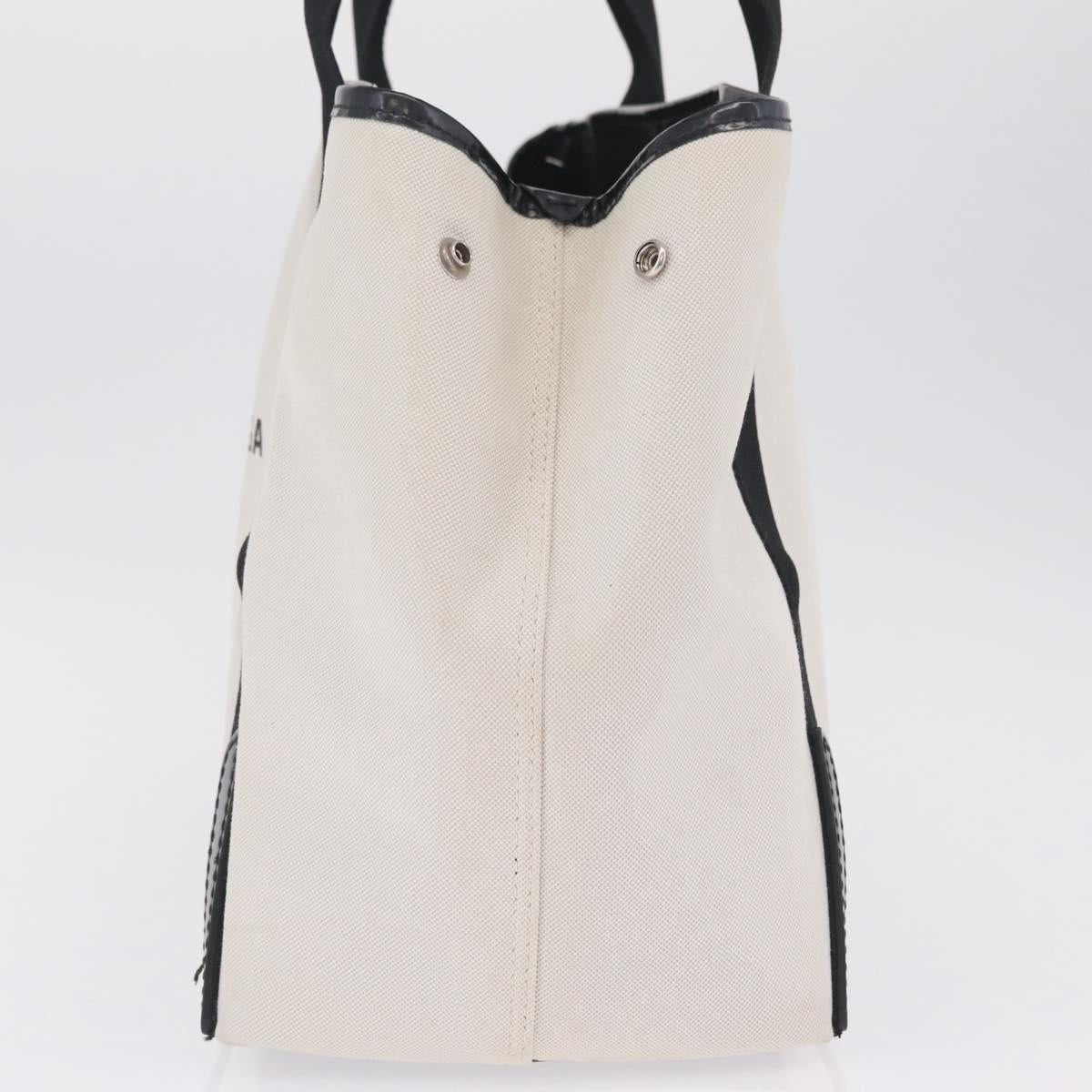 Balenciaga Navy Cabas S Hand Bag Canvas White Silver 581292 Auth 212117A