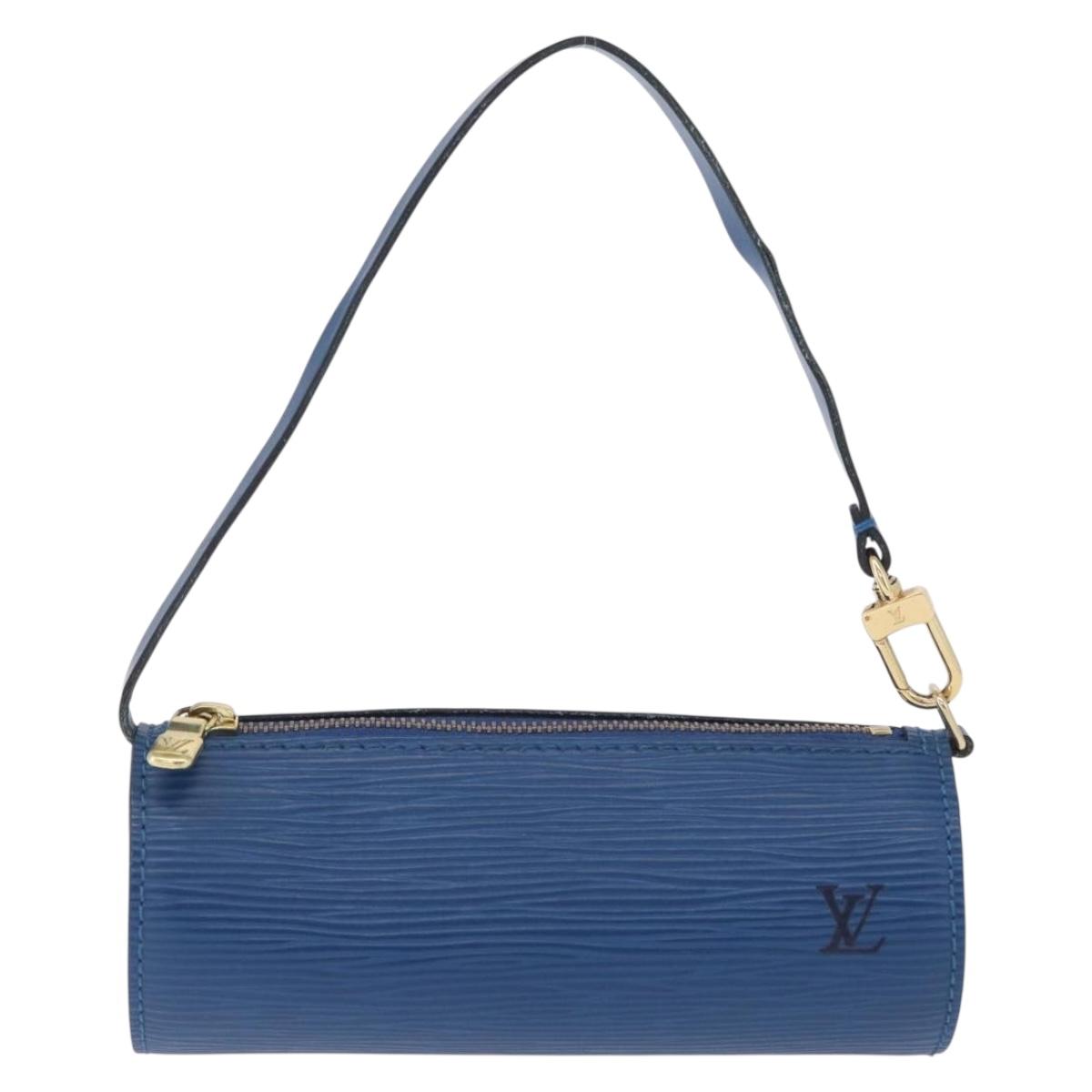 LOUIS VUITTON Epi Soufflot Pouch Blue LV Auth 212119V