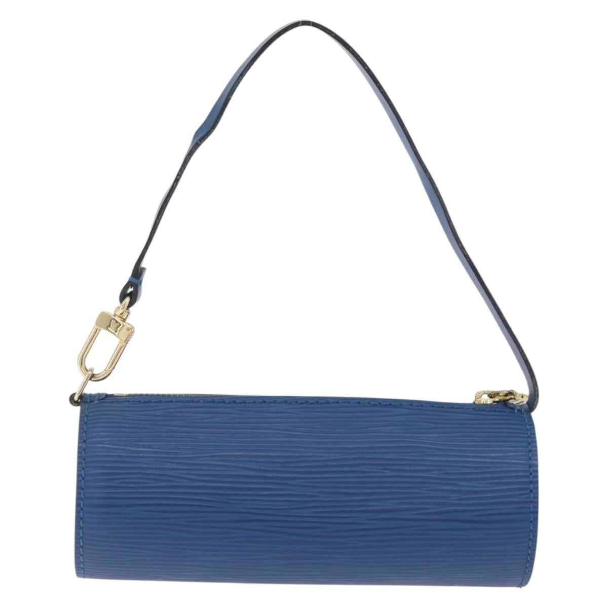 LOUIS VUITTON Epi Soufflot Pouch Blue LV Auth 212119V