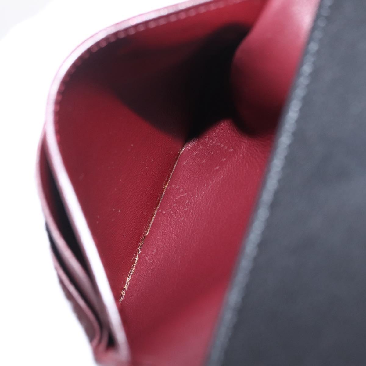 Cartier Bifold Wallet Leather Black Silver Auth 212120M