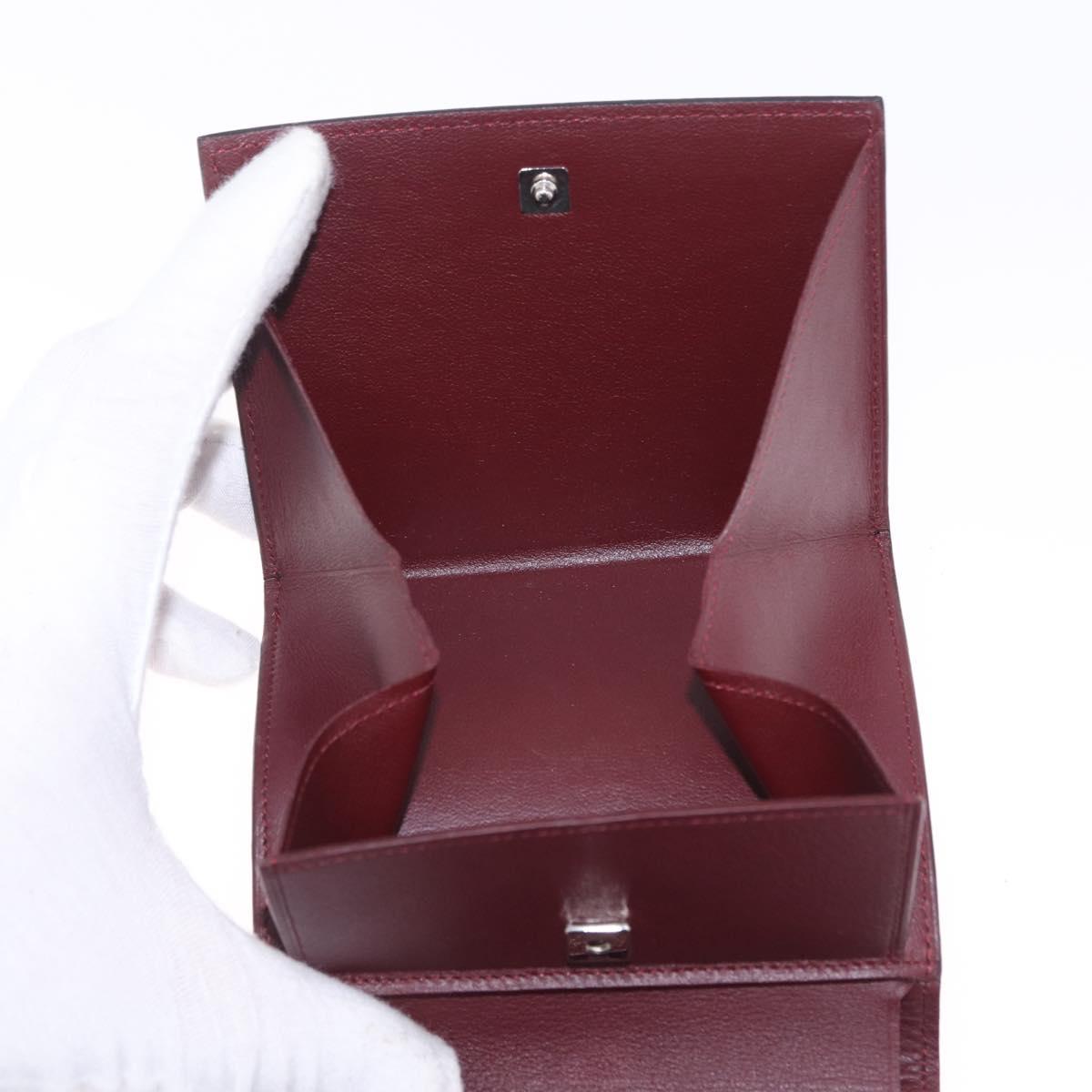 Cartier Bifold Wallet Leather Black Silver Auth 212120M