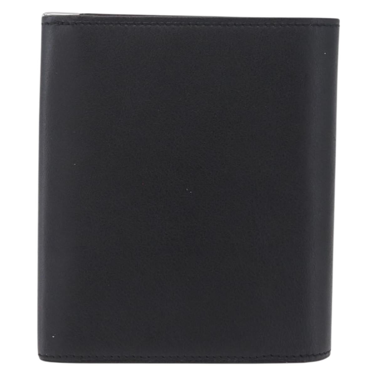 Cartier Bifold Wallet Leather Black Silver Auth 212120M