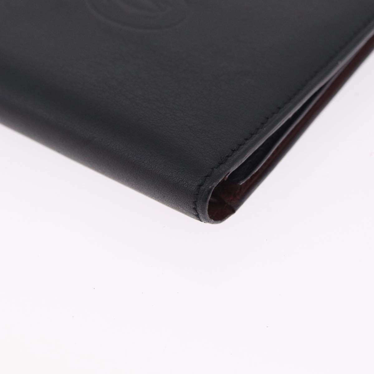 Cartier Bifold Wallet Leather Black Silver Auth 212120M