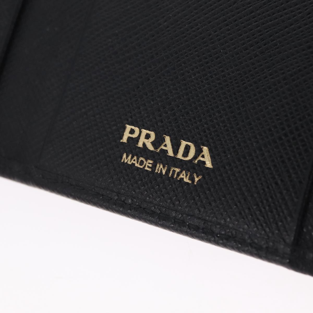 PRADA Key Case Safiano Leather Black Gold Auth 212121M