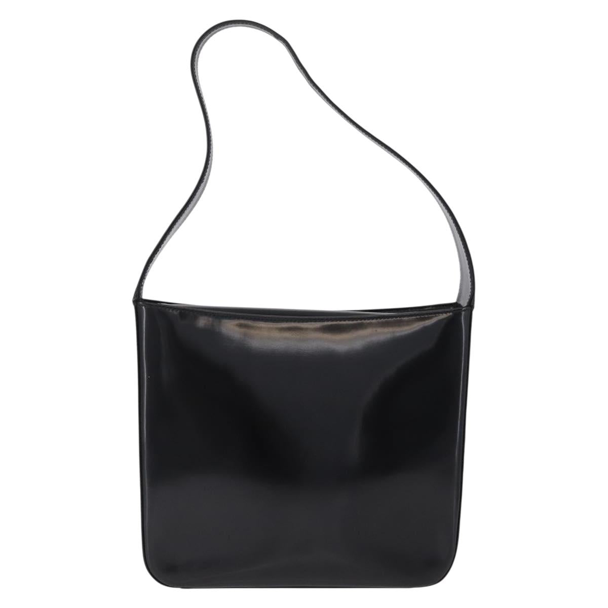 GUCCI Shoulder Bag Patent Leather Black Silver 000 1013 0506 Auth 212123
