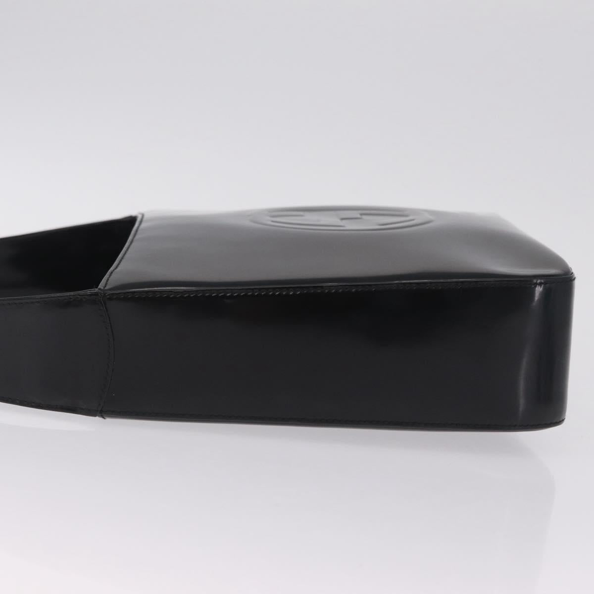 GUCCI Shoulder Bag Patent Leather Black Silver 000 1013 0506 Auth 212123