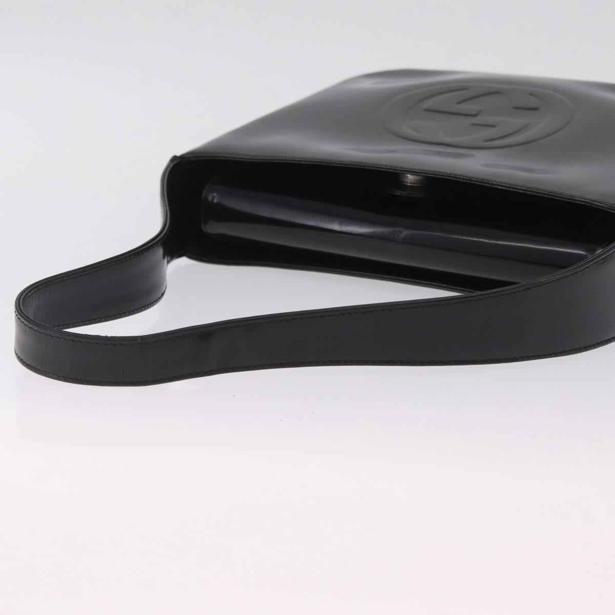 GUCCI Shoulder Bag Patent Leather Black Silver 000 1013 0506 Auth 212123