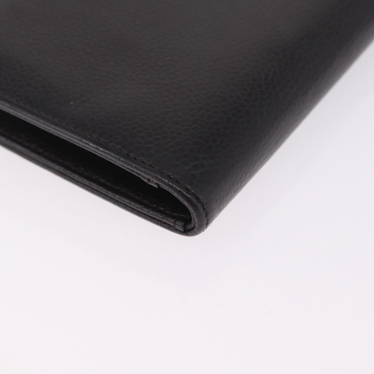 CHANEL Matelasse Long Wallet Caviar Skin Brown CC Auth 212125V