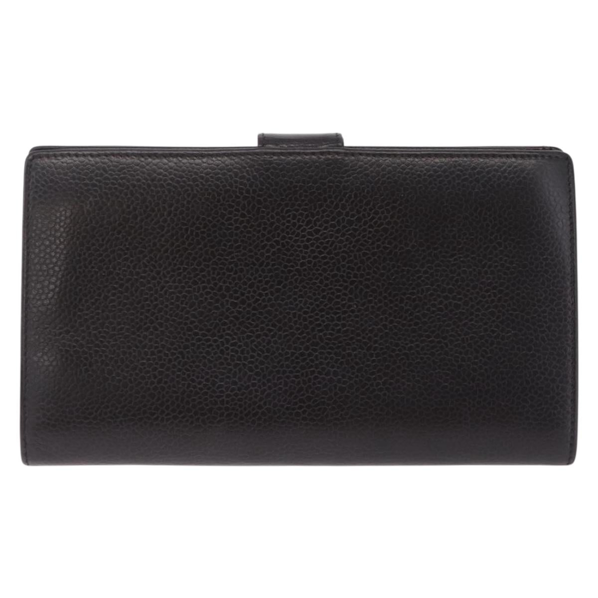 CHANEL Matelasse Long Wallet Caviar Skin Brown CC Auth 212125V