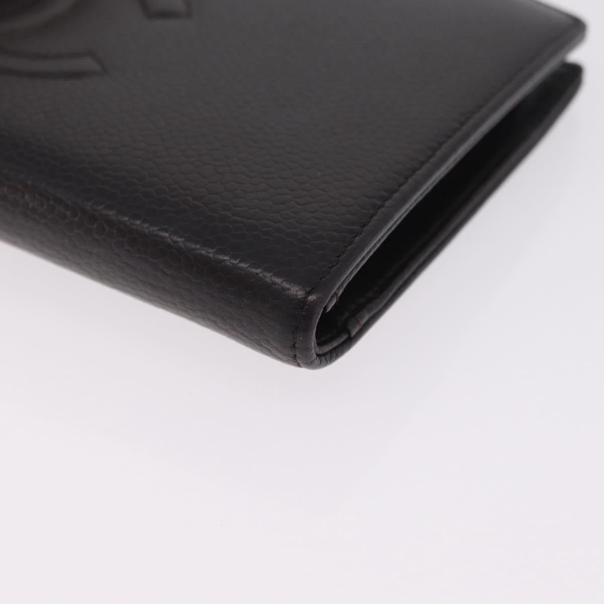 CHANEL Matelasse Long Wallet Caviar Skin Brown CC Auth 212125V