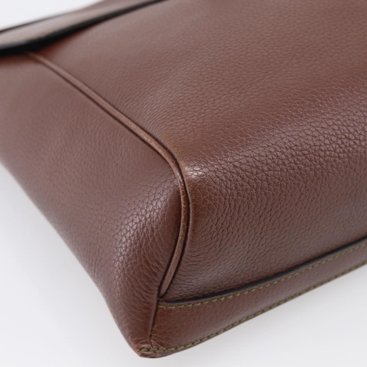DELVAUX Shoulder Bag Leather Brown Gold Auth 212127