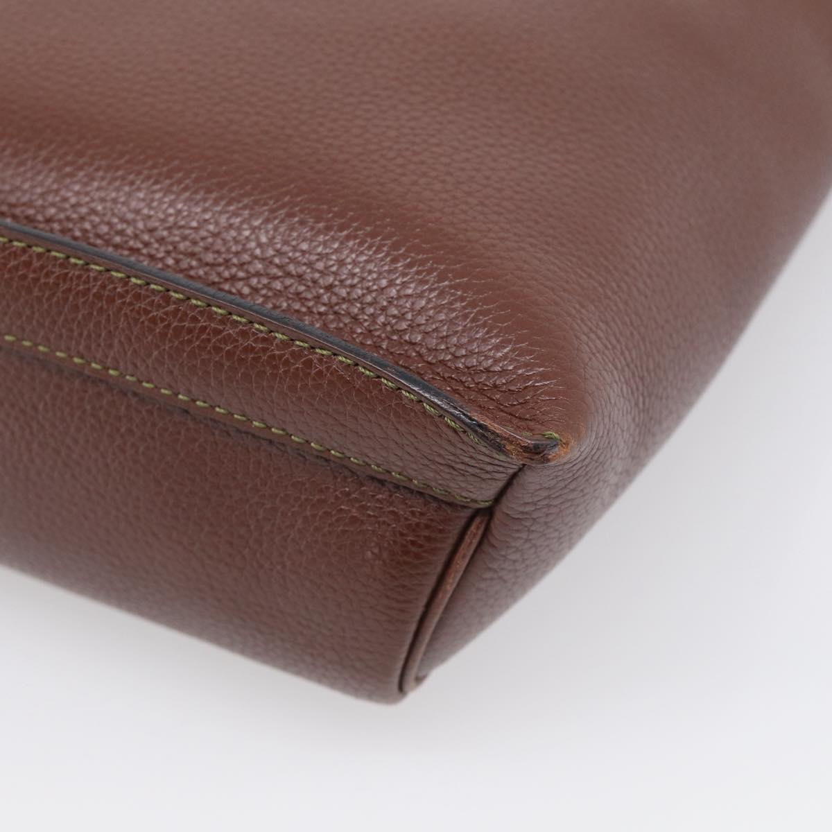 DELVAUX Shoulder Bag Leather Brown Gold Auth 212127