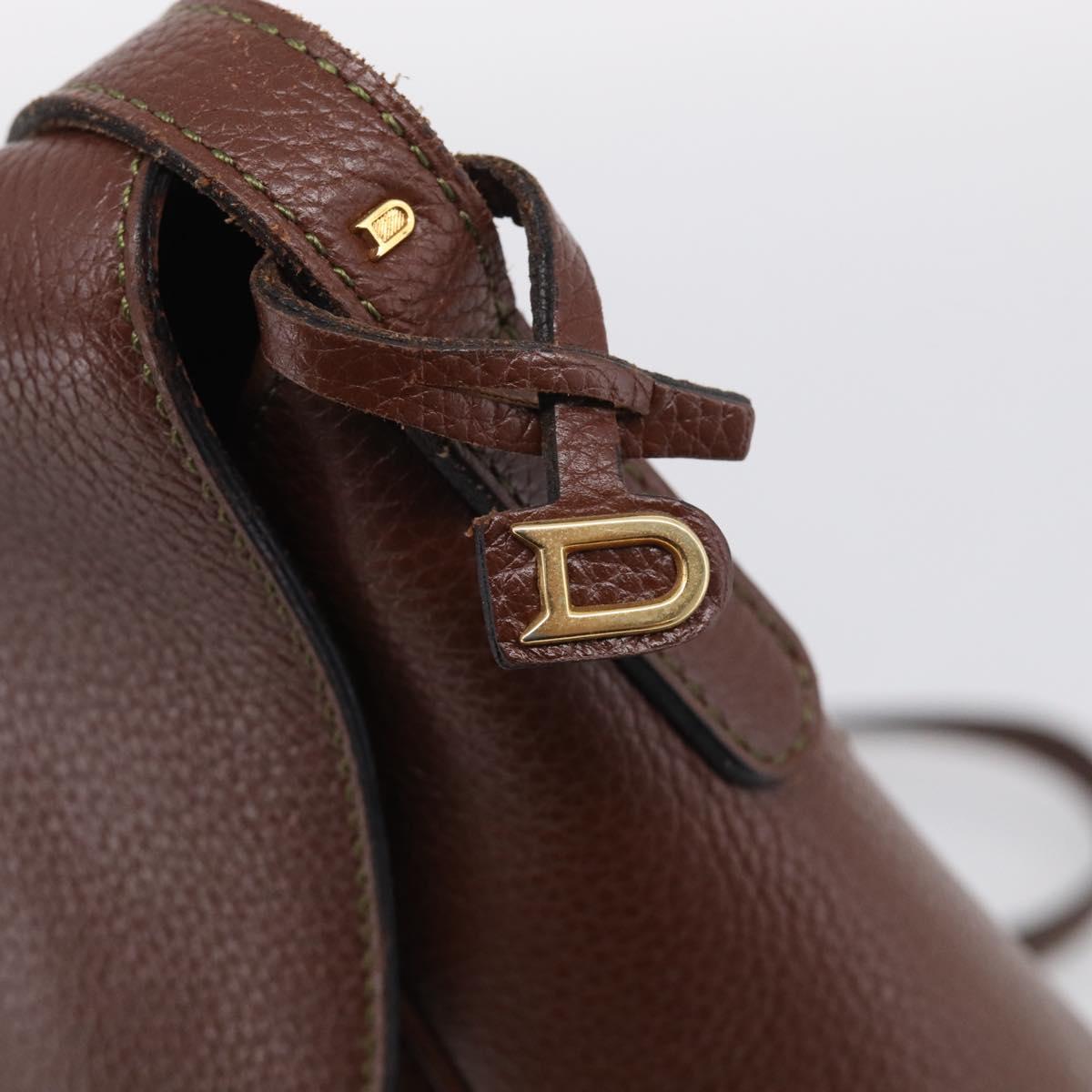 DELVAUX Shoulder Bag Leather Brown Gold Auth 212127