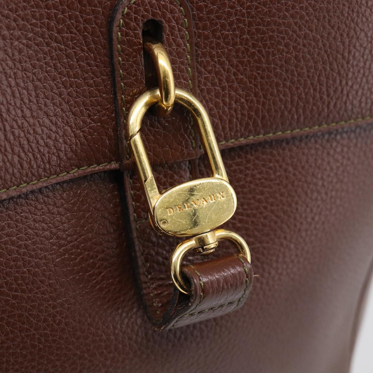 DELVAUX Shoulder Bag Leather Brown Gold Auth 212127