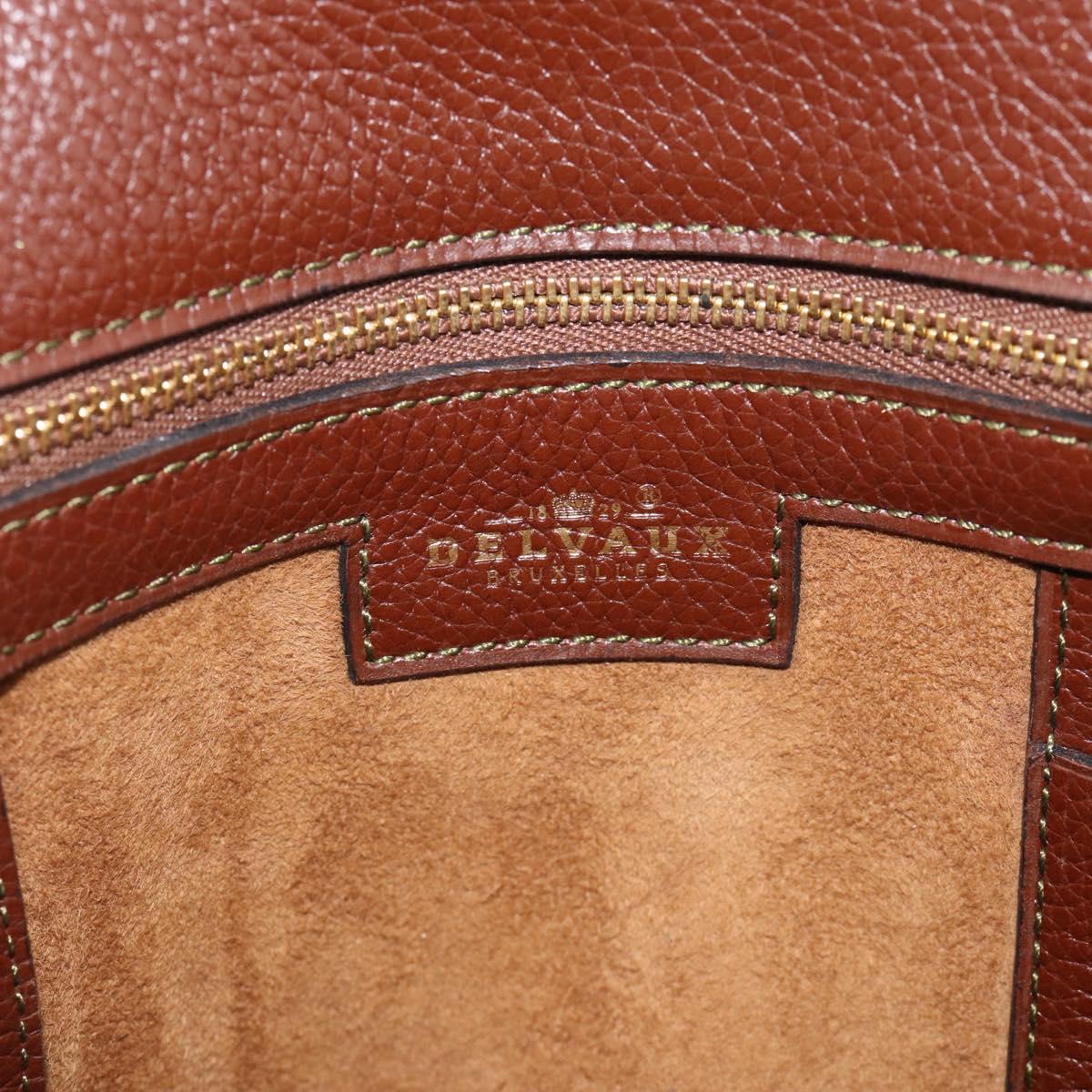 DELVAUX Shoulder Bag Leather Brown Gold Auth 212127