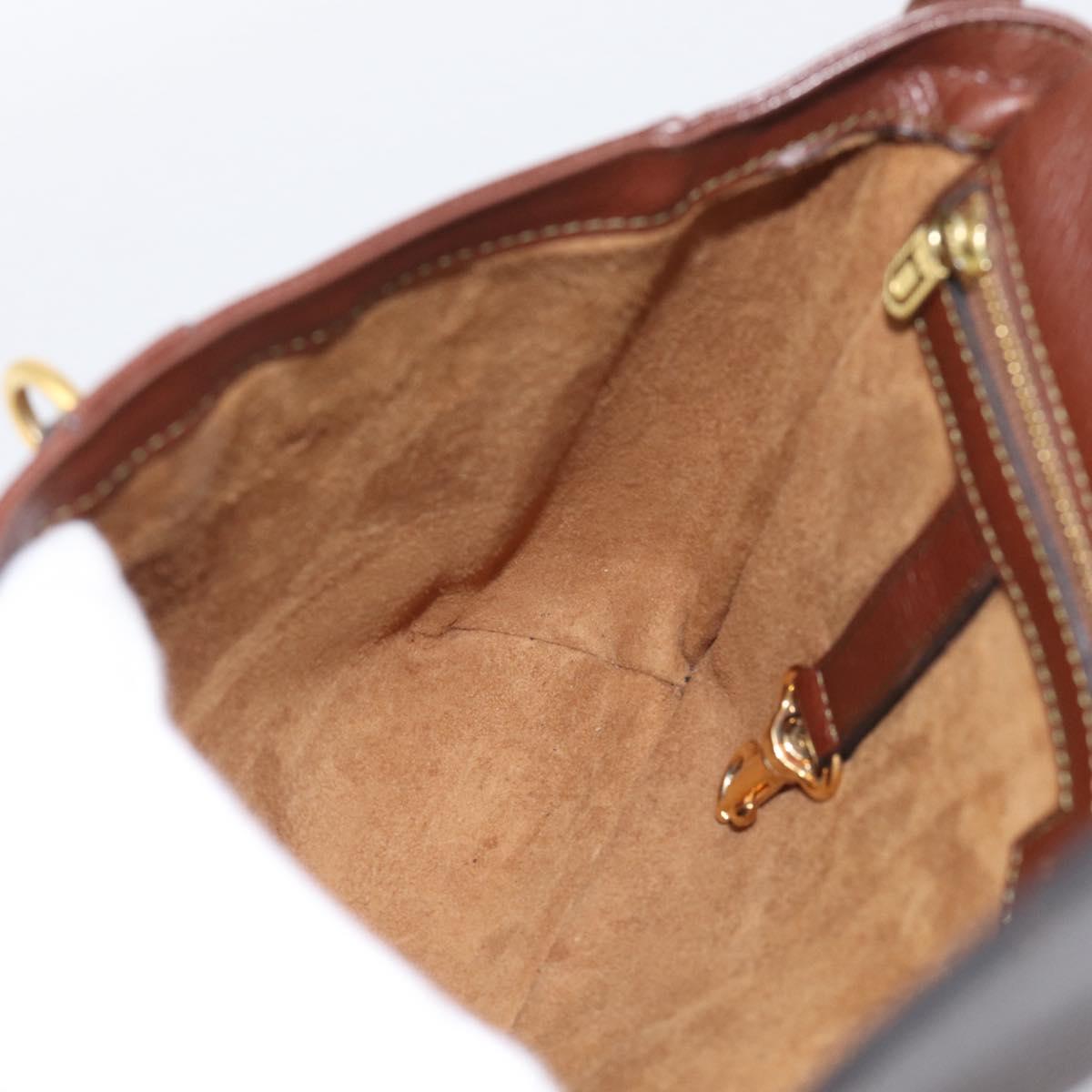 DELVAUX Shoulder Bag Leather Brown Gold Auth 212127