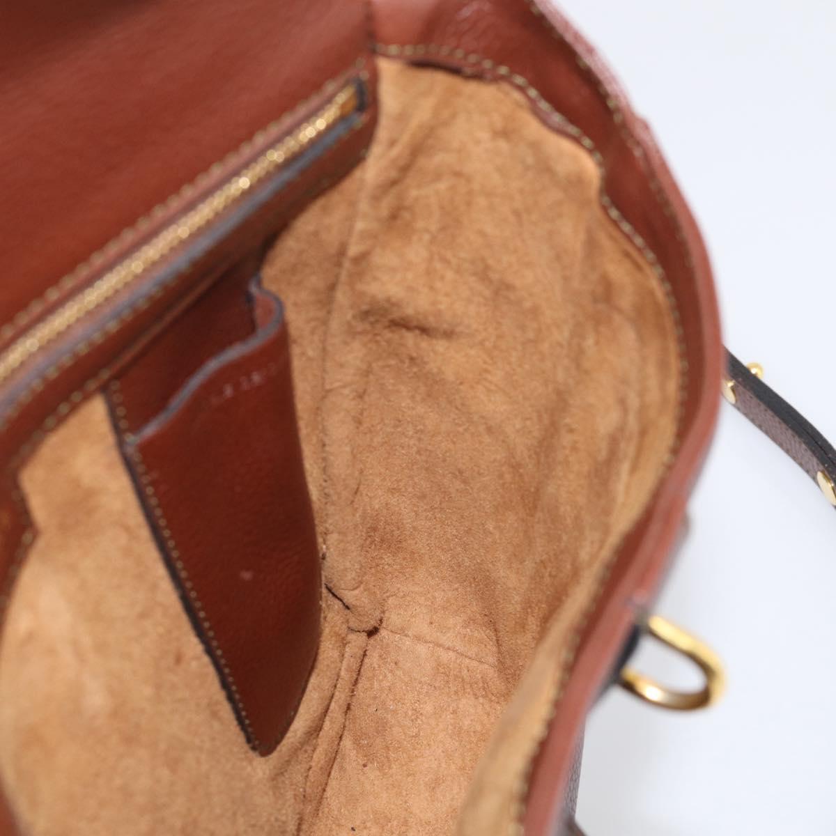 DELVAUX Shoulder Bag Leather Brown Gold Auth 212127
