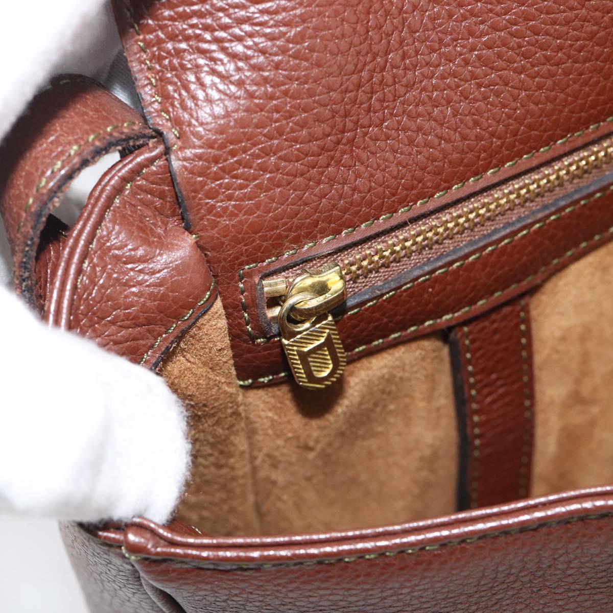 DELVAUX Shoulder Bag Leather Brown Gold Auth 212127
