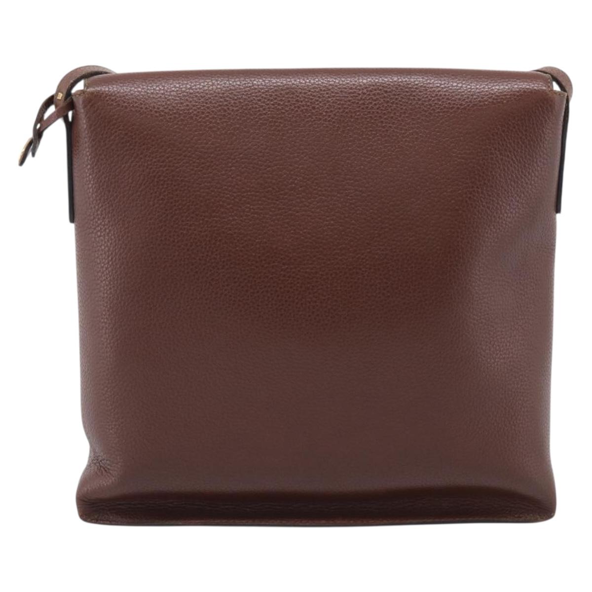 DELVAUX Shoulder Bag Leather Brown Gold Auth 212127