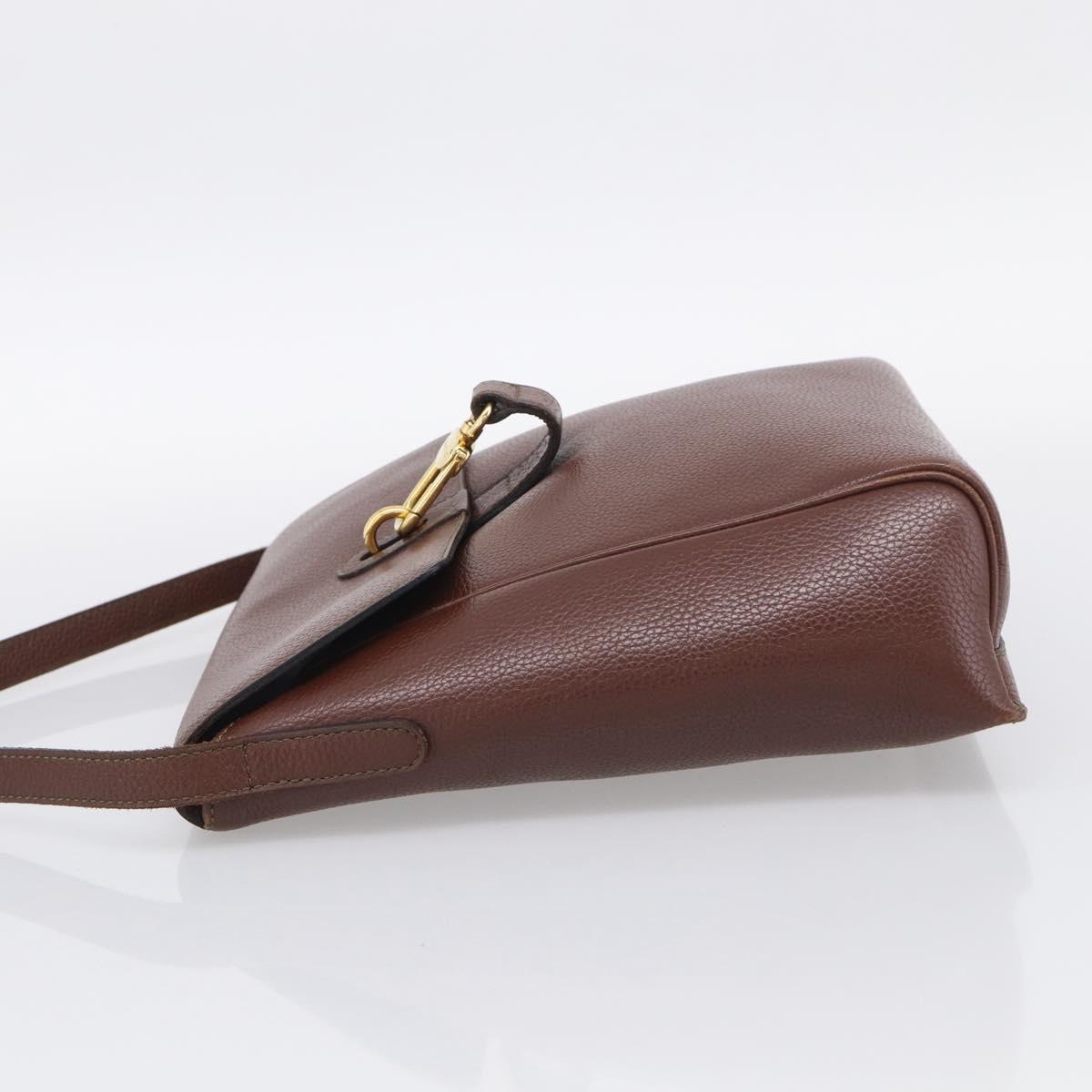 DELVAUX Shoulder Bag Leather Brown Gold Auth 212127