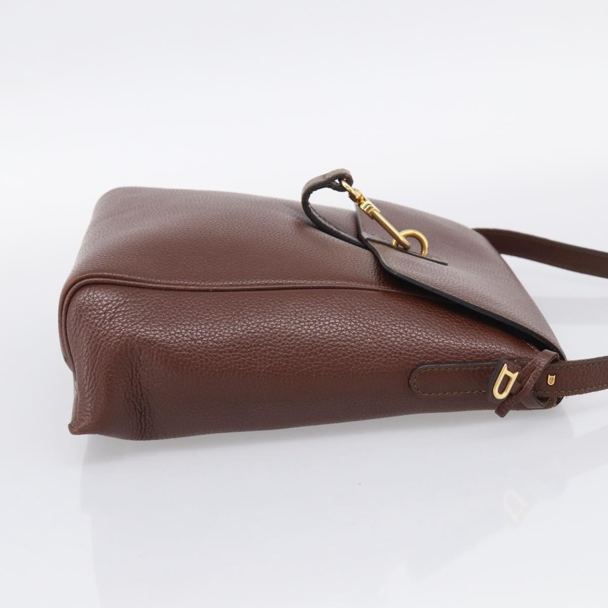 DELVAUX Shoulder Bag Leather Brown Gold Auth 212127