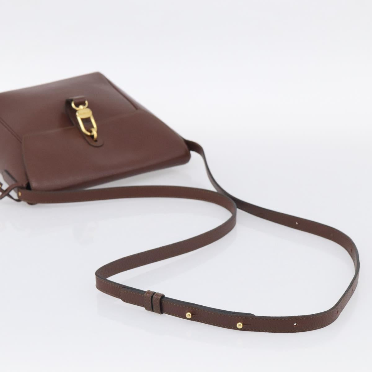 DELVAUX Shoulder Bag Leather Brown Gold Auth 212127