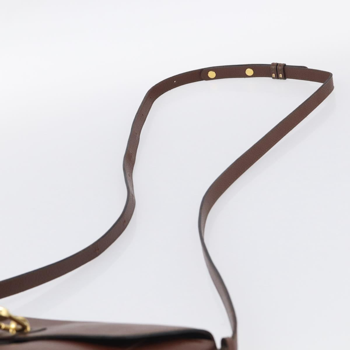 DELVAUX Shoulder Bag Leather Brown Gold Auth 212127