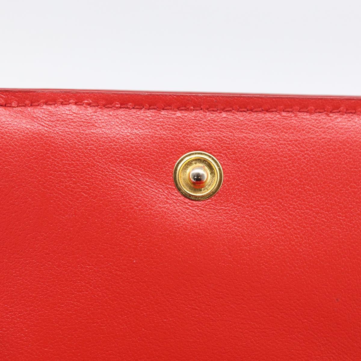 PRADA Trifold Wallet Leather Red Gold Tone Auth 212128M