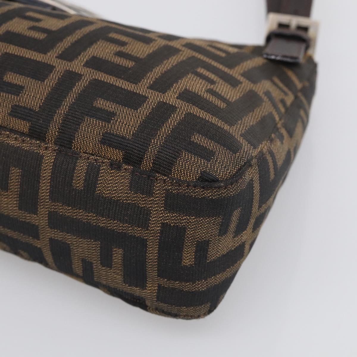 FENDI Zucca Canvas Shoulder Bag Black Silver Auth 212133V