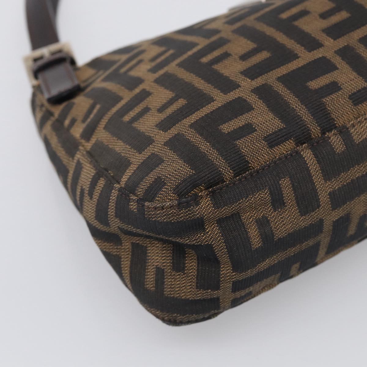 FENDI Zucca Canvas Shoulder Bag Black Silver Auth 212133V