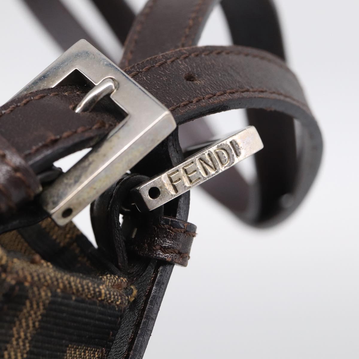 FENDI Zucca Canvas Shoulder Bag Black Silver Auth 212133V