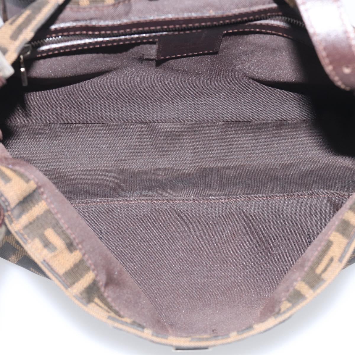 FENDI Zucca Canvas Shoulder Bag Black Silver Auth 212133V