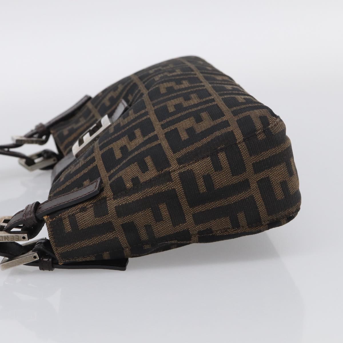 FENDI Zucca Canvas Shoulder Bag Black Silver Auth 212133V