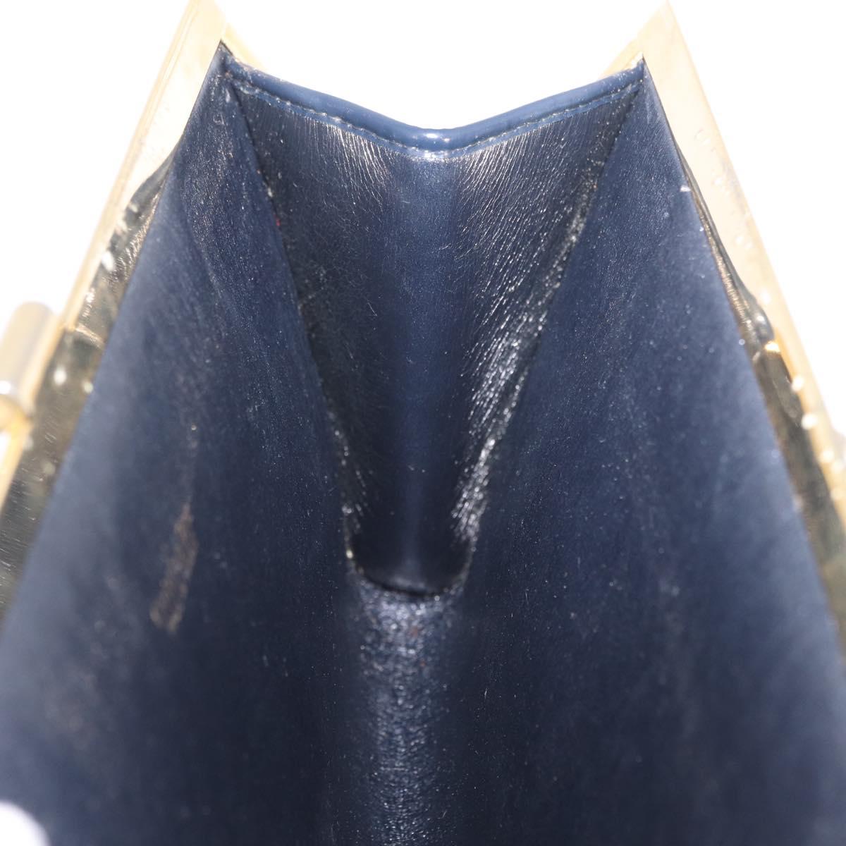 Christian Dior Trotter Canvas Clutch Bag Navy Gold Auth 212137