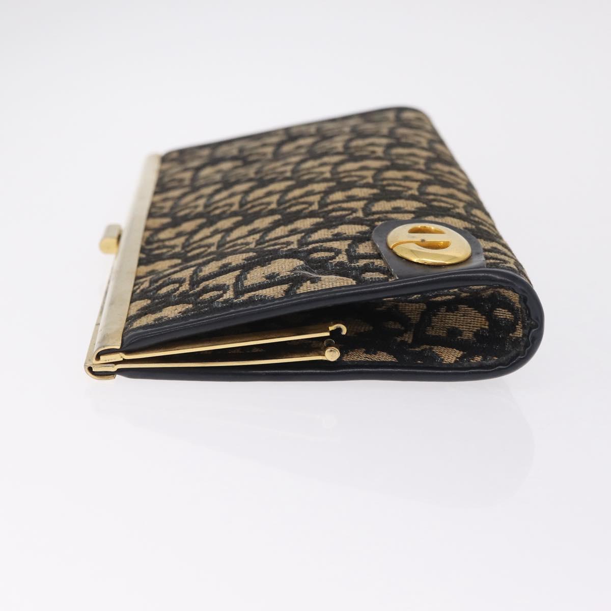 Christian Dior Trotter Canvas Clutch Bag Navy Gold Auth 212137