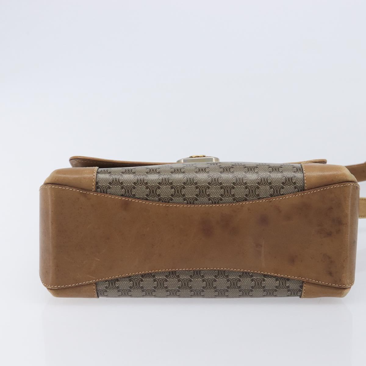 CELINE Macadam Canvas Shoulder Bag PVC Beige Gold Auth 212139A